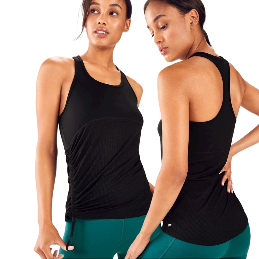 Fabletics Black Cashel Curved Cinch Tank Racerback Top Size Medium Breathable